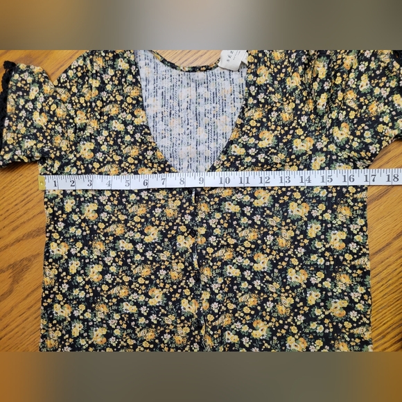 Sézane Celia T-Shirt Blouse Black Blossom Floral Print Organic Cotton Size XS - Picture 8 of 10